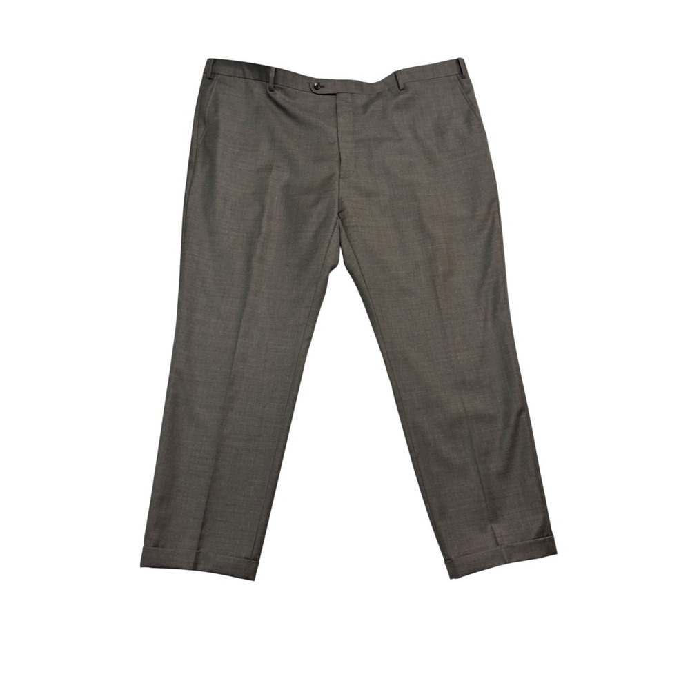 Joseph Abboud 56L 48x32 Tan Light Brown 2pc Pant Suit Wool Bespoke Flat Front - Picture 12 of 16